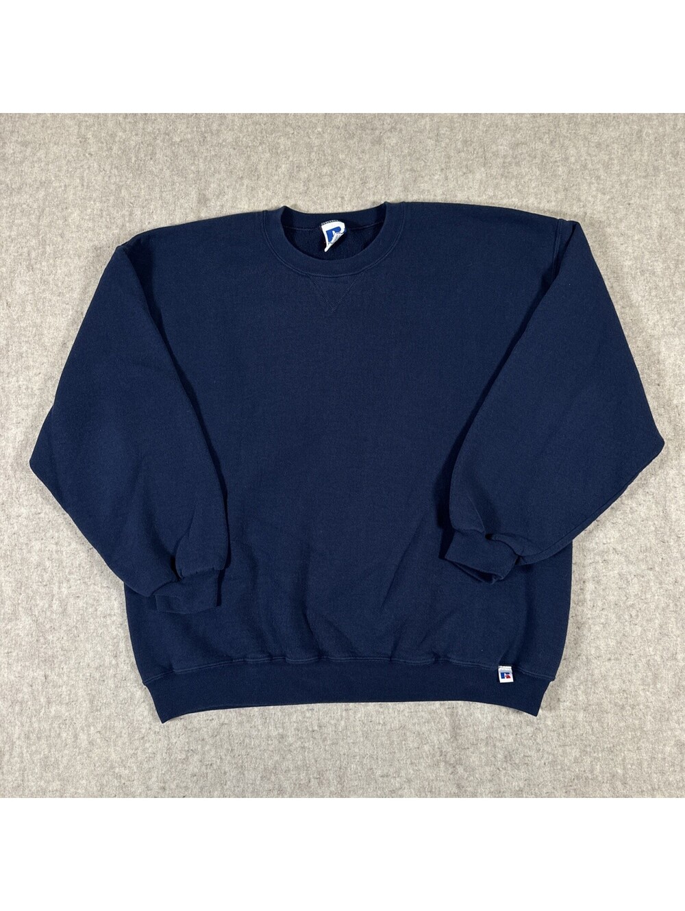 VINTAGE Russell Athletic Sweatshirt Large? Crewneck Sweater USA 90s Navy Blue